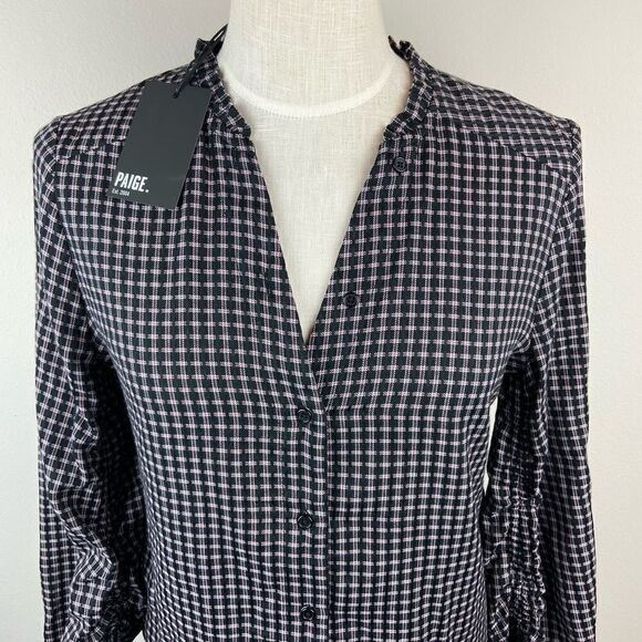 Paige Torin Plaid Button Front Blouse NWT - Picture 4 of 6